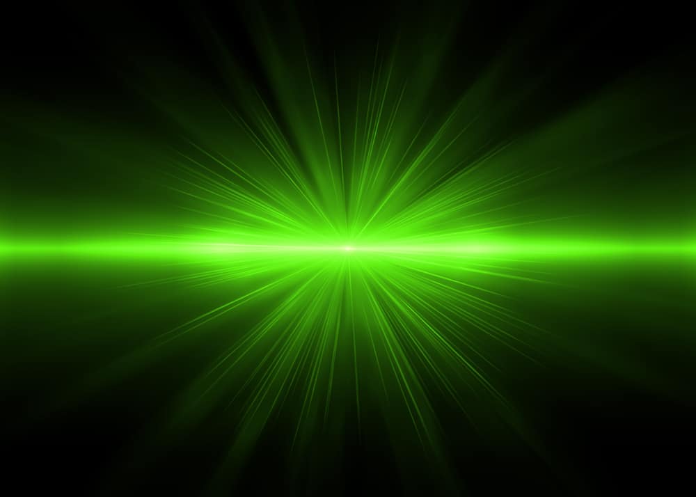 Green horizontal laser beam.